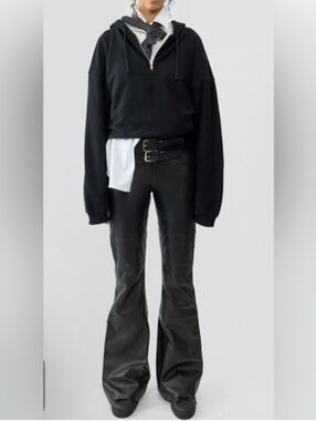 Deadwood Kick Leather Pant in Black